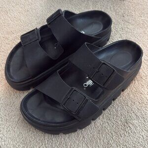 Birkenstock Papillio Black Slingback Sandals Double Buckle–Women’s 8/EU 39 NWOT